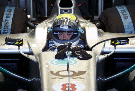 Nico Rosberg klar til den første test i bilen
(Foto: Motorsporten.dk)